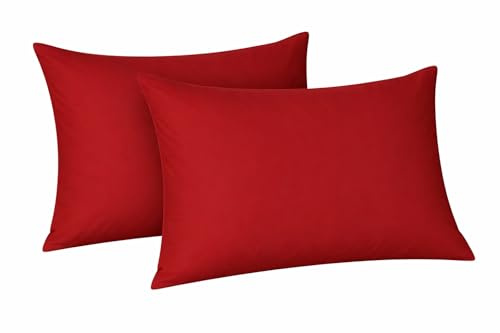 Arlinens Plain dyed polycotton Housewife pair of pillowcases, Available in 20 (Red)