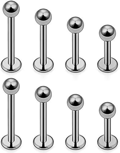 SCERRING 8PCS 16g G23 Titanium Labret Monroe Lip Tragus Cartilage Earring Ring Stud Piercing Jewelry 6mm 8mm 10mm 12mm