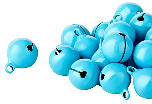 100 Laute Glöckchen Schellen - ca. 17x13 mm - Aus Kupfer - mit Öse - Kleenes Traumhandel® (Pastell Hellblau)