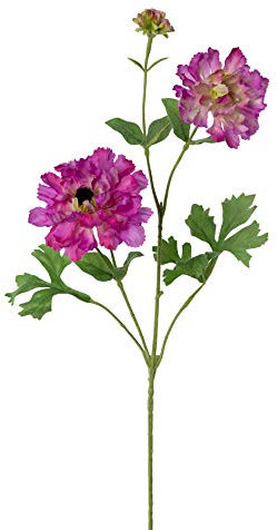 creativ home Kunstblume, Seidenblume RANUNKELZWEIG ca 71 cm. Ranunkel mit 3 Blüten und Knospe. PINK. 2020023-14
