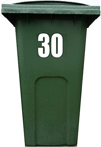 4X Bin Sticker Vinyl Number 1-99 Large Recycling Box Wheelie Self Adhesive (30)