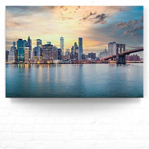 Wandbild Skyline New York City - 150cm x 100cm Leinwand auf 4cm Keilrahmen