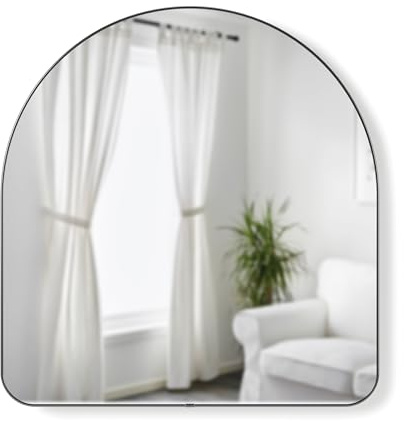Umbra Hubba Wandspiegel gewölbt, Metallrahmen, 86x91 cm, Titan | Schmaler galvanisierter Rahmen, Bogenform streckt den Raum, für Flur oder Schlafzimmer, Montagematerial inklusive
