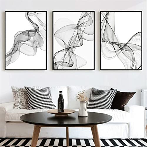 TROYSINC 3er Designed Poster Set, Schwarz Weiß Modern Leinwandbilder, Abstrakt Wandbilder, Kunst Line Bilder Ohne Rahmen Poster für Wohnzimmer (40 x 50 cm)