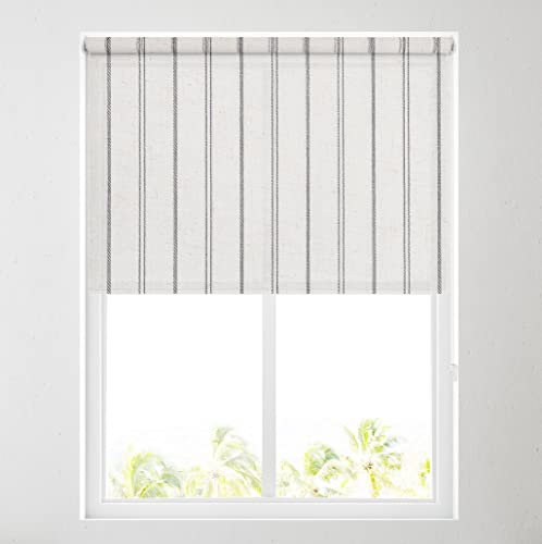 Barnes Blinds - Daylight Pattern Roller Blinds for Windows, Custom Cut to Size - Dimout Fabric Durable Fittings Easy Fit - Roller Blind Patterned (Lola Stripe Black 153cm)