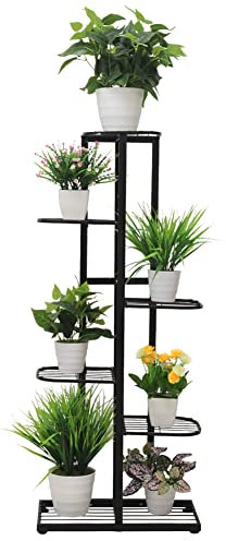 Cre Cra Blumenständer Metall mit 6 Ebenen,Blumentreppe Modern Pflanzentreppe für innen und außen Garten Balkon,Blumenregal Mehrstöckig Schwarz pflanzenständer Weiß blumenstand blumentopfständer