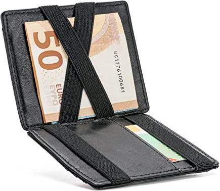 DIEM LUXURY, Porta Carte Di Credito Magico Vera Pelle Con Porta Monete Slim Uomo, Donna, Portatessere, Protezione RFID
