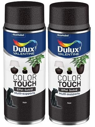 Dulux Valentine Peinture Intérieure et Extérieure Aérosol Color Touch - Effet Sablé Noir 400 ml - Lot de 2