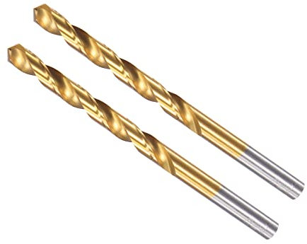 CoCud Torsion Perceuse Mèches, 6.8mm Perçage Diamètre, Titanium Revêtu Haute Vitesse Acier 6542 Droit Rond Tige - (Applications: pour Inox Acier Alliage Métal), 2-Pièces