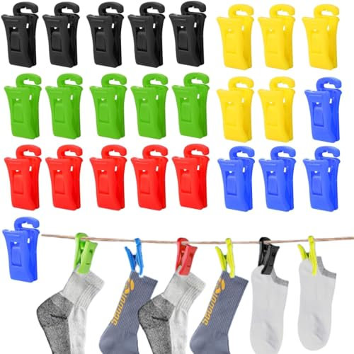 GXGM Clips de Chaussettes pour Lave-Linge et sèche-Linge, 25 pièces, Clips de Chaussettes à Crochet, Clips de Chaussettes, trieur de Chaussettes pour Machine à Laver