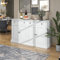 Kehun Sideboard Weiss für Wohnzimmer und Esszimmer, Kommode Schrank Buffetschrank 150 x 86 x 40 cm mit 4 Türen und 2 Stauraum Schubladen, Antikweiß