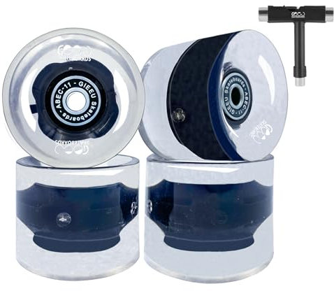 GIEEU Skateboard-Räder mit 60 mm Kugellager, Longboard-Räder, Straßenräder, 80 A (wh-Noir-T)