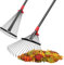 Rake, Adjustable Rake for Leaves with 9”-17” Rake Head, Rakes for Lawns Heavy Duty, 60 in Garden Rake with 18 Clog-Free Tines, Long Handle, Metal Rakes Tool for Gardening, Fast Cleanup Camping Rake