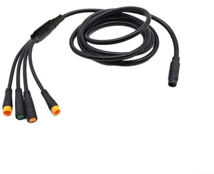 Zilimontt 1T4 8 Pin Cable Wires For KT Controller Throttle, DC 1 Female To 4 Male Power Supply Cord Harness Gear Sensor Extension Cable For E-Bike
