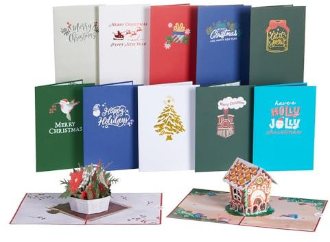 Lovepop® 3D Pop-Up Weihnachtskarten 12er Paket Set | einzigartige Karten voller Weihnachtszauber | 12 besondere Weihnachten Grußkarten | mit Premium-Umschlägen & Notizkarten