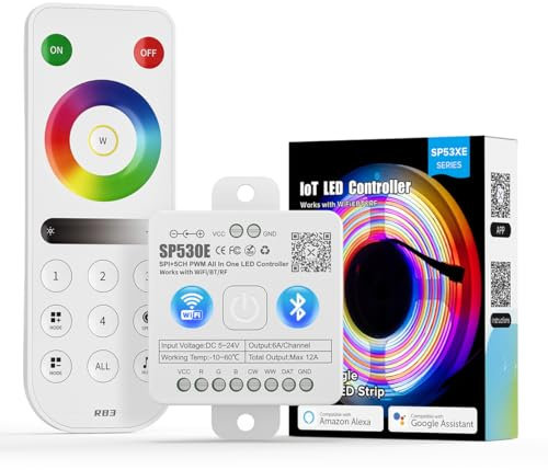 FCOB WiFi Bluetooth Controllore SP530E e RB3 2.4Ghz RGB RGBW RF Remoto Kit Adatto per COB SMD PWM/SPI WS2811 WS2812B WS2814 SK6812 ecc RGB RGBW Strisce LED DC5V DC12V DC24V