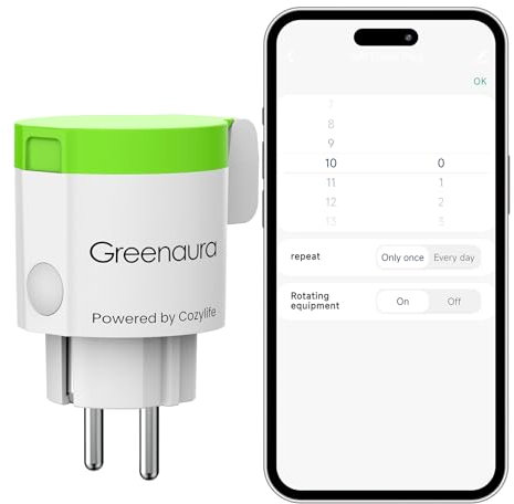 Greenaura WLAN Steckdose Outdoor Alexa - Zeitschaltuhr Aussenbereich Zeitschaltuhr Steckdose Außen Stromzähler für Steckdose WLAN Steckdose mit Strommessung Wifi Steckdose CozyLife Steckdose