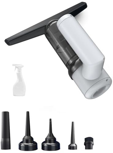 Uhidka Kit de Nettoyage de Vitres avec Aspiration Forte, Machine de Nettoyage Électrique par Aspiration pour Miroirs et Vitres de Voiture, Aspirateur de Voiture Blanc