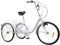 24 Zoll 6-Gang Dreirad für Erwachsene, 3-Rad-Cruiser-Fahrrad Lastenfahrrad Einkaufen Dreirad Erwachsenendreirad mit Licht & Einkaufskorb, Verstellbarer Sitz für Erwachsene SeniorenOutdoor-Sport(Weiß)