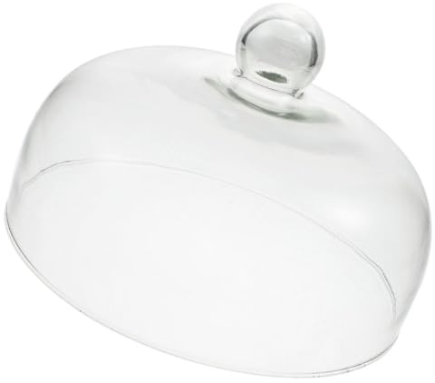 Mobestech Cloche à Gâteau Ronde Transparente 25 Cm en Verre Poignée Pratique Couvercle Alimentaire Polyvalent pour Maison Restaurant Réception Dôme de Protection Alimentaire