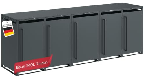 STEELSØN Xalara Mülltonnenbox für 5 Tonnen bis 240L, Anthrazit, aus Stahl | Mülltonnenverkleidung, Müllcontainer, wetterfeste & UV-beständige Müllbox, Gerätebox für Garten, Verkleidung für Mülltonnen