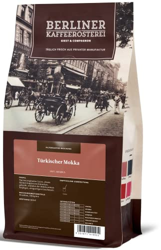 Berliner Kaffeerösterei - Türkischer Mokka (500g / ganze Bohne), Röstgrad Kaffee: mittel, 100% Arabica Bohnen, Aromaprofil: Röstig/Würzig