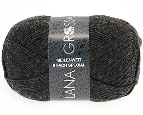 LANA GROSSA Meilenweit 6-fach 150 | 6-fädiger Sockenklassiker, waschmaschinenfest | Handstrickgarn 80% Schurwolle & 20% Polyamid | 150g Wolle zum Stricken & Häkeln | 390m Garn FB9103