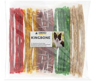Croci King Bone Munchy Knochenriegel für Hunde, Prämien-Kausnacks für Hunde aus natürlichem Rindsleder, Zahnreinigung, 12,5 cm, 25 Stück