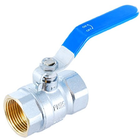 1 1/2“ Kugelhahn I Messing verchromt I blauer Hebelgriff I voller Durchgang I PN 25 I BSP I 2x Innengewinde I FF