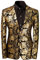 Allthemen Herren Pailletten Sakko Gold Glitzer Blazer Slim Fit Hochzeit Smoking Gold 4XL