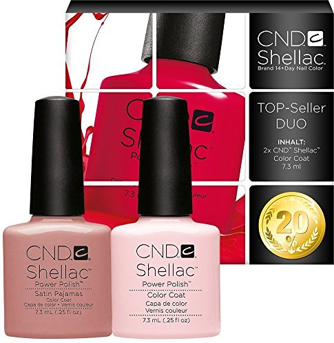 CND Shellac UV/LED Power Polish, Satin Pyjamas/deutlich Pink 7,3 ml – 2 Stück