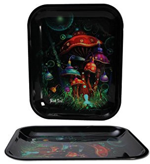 Black Leaf Metal Rolling Tray Mushroom - 340x275x27mm