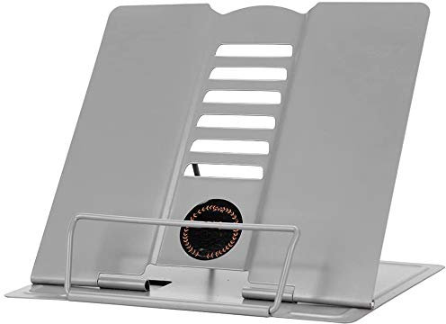 Metall Buchstütze Ergonomische Buchständer Grau Kochbuchhalter Tablets Bücher Ständer Halter Leseständer mit verstellbarer Neigung für Arbeitszimmer Küche Kinderzimmer Tablethalter Buchaufsteller