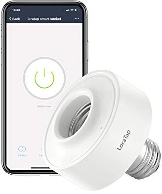 LoraTap Portalámpara WiFi Inteligente E27 Casquillo Adaptador de Lámpara Inalámbrico Temporizador para Bombilla LED Wi-Fi, Control de Aplicaciones por Teléfono