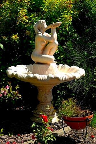 Casa Padrino Jugendstil Fontäne/Springbrunnen Ø 130 x H. 159 cm - Barock & Jugendstil Garten Accessoires, Farbe:weiß