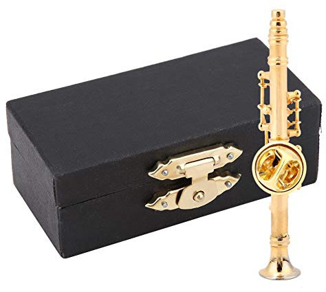 Klarinetten-Brosche, vergoldet, Klarinetten-Brosche, Anstecknadel, Miniatur-Musikinstrument, modische Ansteckbrosche mit Geschenkbox, Brosche, Revers