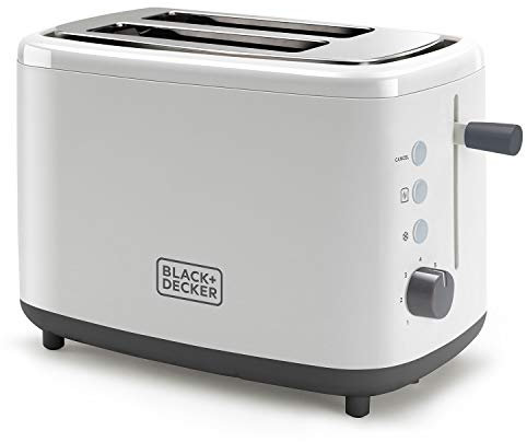 BLACK+DECKER BXTO820E - Grille-Pain 820W, 2 Fentes, 3 Fonctions, 7 Niveaux de brunissage, Fonction Stop, ramasse-miettes, Blanc