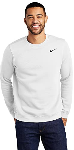 Nike Club Fleece Crew Men's Sweatshirt Crewneck (White, X-Large)