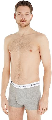Calvin Klein Herren 3er Pack Boxershorts Low Rise Trunks Unterwäsche, Grau (Grey Heather), XL