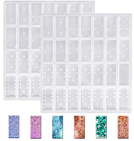 2 PCS Dominoes Resin Moulds Silicone, FineGood Epoxy Resin Casting Molds Dominoes Silicone Resin Moulds DIY Resin Starter Kit Molds