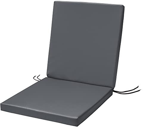 SOFTILLO Waterproof Low Back Chair Cushion With Ties 100x45x4cm | Indoors/Outdoors Patio Seat Pad Cushion For Garden Chairs, Loungers, Recliner, Relaxer | Water-Resistant Material |Graphite