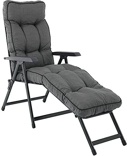 PATIO Gartenliege mit Fußteil Polster Lena Lounger Sonnenliege verstellbar 28 Positionen für Garten Terrasse Balkon Camping