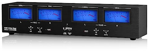 Douk Audio VU4 MIC LINE Vier Analog VU-Meter MIC Schallpegelanzeige Stereo Cinch/XLR-Umschaltbox Audio Adapter Splitter (Blue)