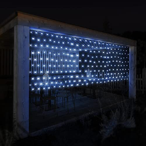 ECD Germany LED Lichternetz mit 160 Kaltweiße LEDs, 2x1 m, Weihnachten LED Lichtervorhang Lichterkette Weihnachtsbeleuchtung Lichterkettenvorhang, für den Innen- und Außenbereich, IP44 Wasserdicht