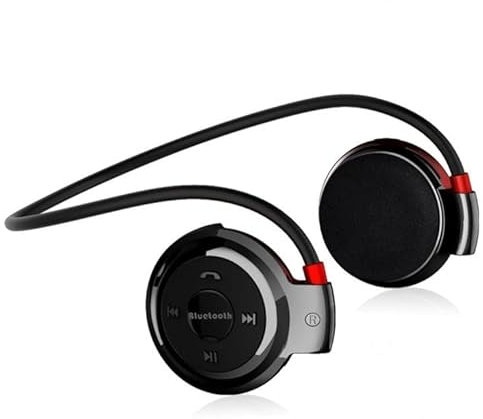 TechnoMedia Cuffie auricolari sport Bluetooth headset Rosso-Nero Radio FM mp3 player MicroSD telefonate comandi integrati