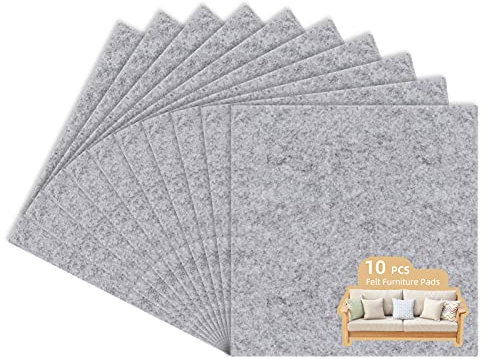 10 Stück Große Möbel Filzgleiter Selbstklebend, Filzgleiter zum Zuschneiden Filzmatte Selbstklebend 3mm, Filzkleber für Stühle, Möbelgleiter für Schwere Möbel (20×20cm, Grau)