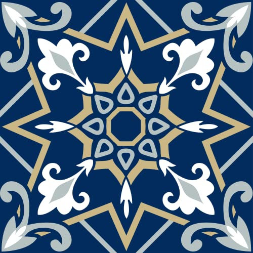 Self Adhesive Wall Tiles Stickers - 18 PCS Blue Moroccan Mosaic Style Kitchen Wall Art DIY Tiling Traditional Vintage Design Peel and Stick Tile Paint Stick on Tiles (New Mixed Blue) (New Blue 3)