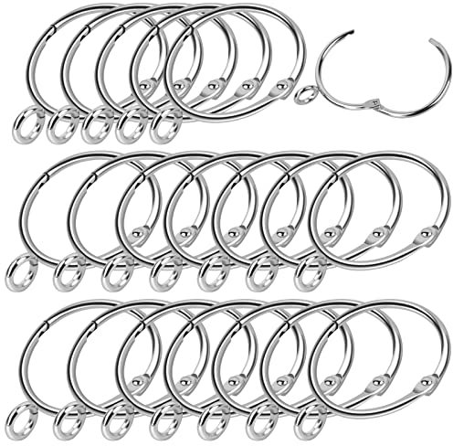 Metall Vorhangringe Hängende Ringe, 20 Stück Gardinenstangen Ringe Gardinenringe mit Ösen offene für Gardinenstangen zum Aufhängen von Vorhängen, 38mm Innendurchmesser (Silber)