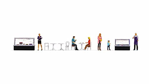 NOCH® Figuren-Themenwelt „Cafe“, mit detailreichen Figuren und Ausstattung, ideal für Modellbau und DIY Projekte in 1:87 (H0)