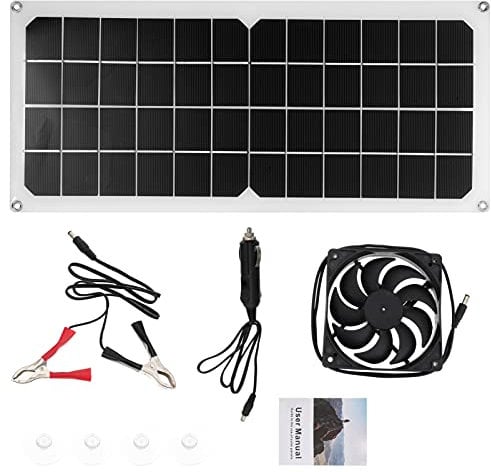 YARNOW 1 Set Solar Fan Outdoor Pet House Portable Air Conditioner Cooler Solar Powered Outdoor Fan Solar Panel Exhaust Fan Ventilation System Fan Indoor Solar Panels Suite